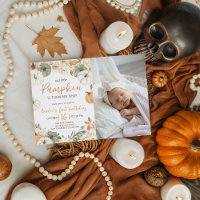 Pumpkin Birthday Photo Invite