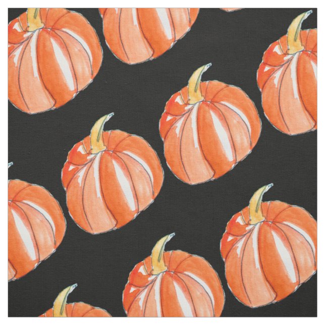 Pumpkin black and orange Halloween theme Fabric (Swatch)