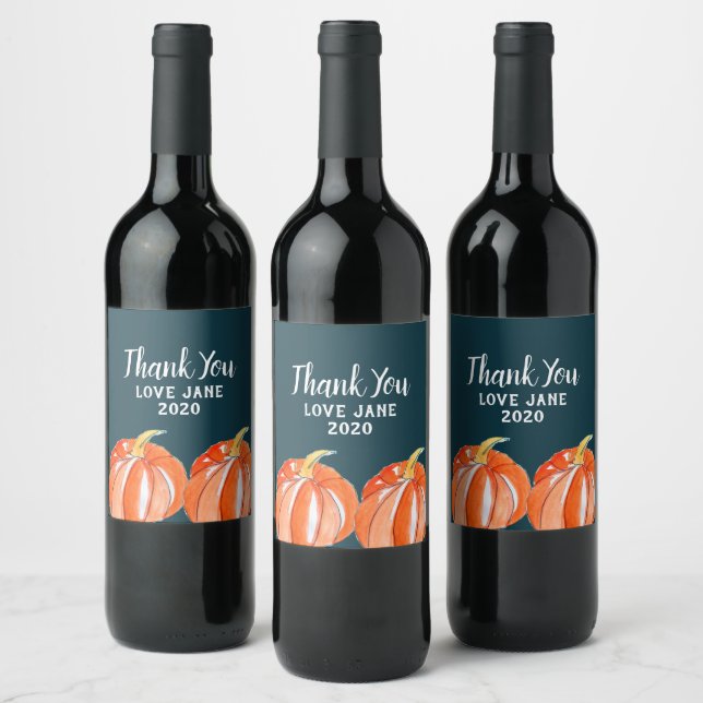 Pumpkin black and orange Halloween theme Wine Label (Bottles)