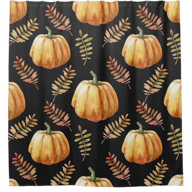 Pumpkin Black Background Watercolor Pattern (Front)