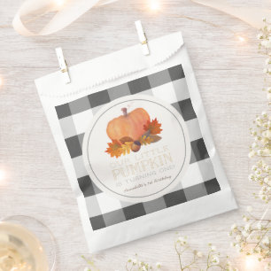 Pumpkin Black Buffalo Checks Birthday Favour Bag