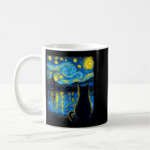 Pumpkin Black Cat Halloween Van Gogh Starry Night Coffee Mug