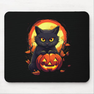 Pumpkin Black Cat Halloween Vintage Costume For Ad Mouse Pad