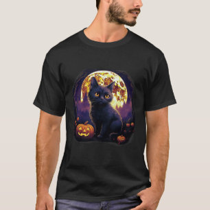 Pumpkin Black Cat Halloween Vintage Costume For Ad T-Shirt