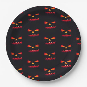 Pumpkin black & orange Halloween party Paper Plate