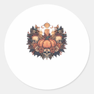 Pumpkin Bloom � Autumn Candlelight and Floral Harm Classic Round Sticker