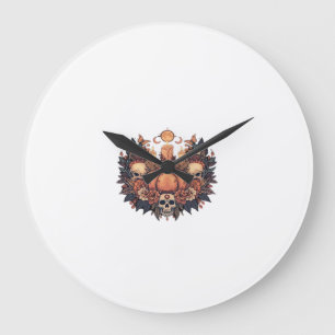 Pumpkin Bloom � Autumn Candlelight and Floral Harm Large Clock