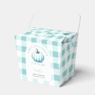 Pumpkin Blue Gingham Plaid Boy Baby Shower Favor Box