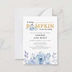 Pumpkin Blue Lilac Botanical Boys Baby Shower Card