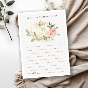 Pumpkin Blush Floral Advice for Mum Baby Shower Enclosure Card