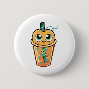 Pumpkin Boba Jellyfish 2 Inch Round Button