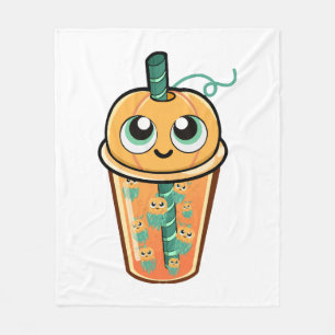 Pumpkin Boba Jellyfish Fleece Blanket