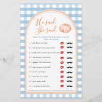 Pumpkin Boho Blue Gingham He Said She Said Game