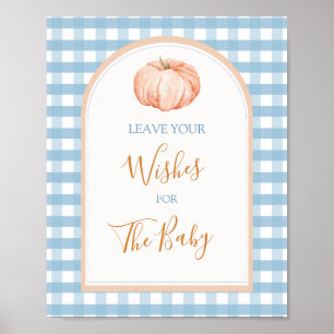 Pumpkin Boho Blue Gingham Wishes for Baby Poster