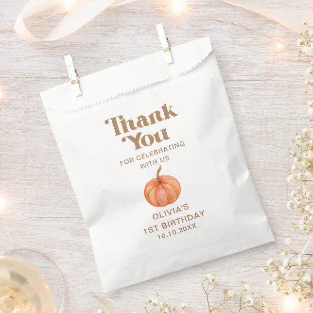 Pumpkin Boho Fall Thank You Birthday Favour Bag (Clipped)