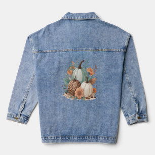 Pumpkin Boho Floral Denim Jacket