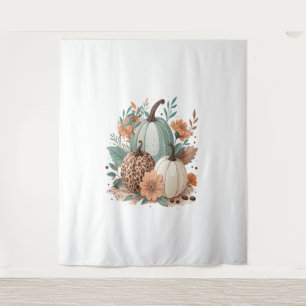 Pumpkin Boho Floral Tapestry