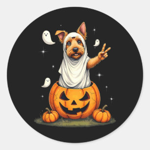 Pumpkin Boo Ghost Scottish Terrier Dog Halloween Classic Round Sticker