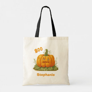 Pumpkin Boo With Custom Name Tote Bag