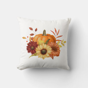 Pumpkin Bouquet Farmhouse Autumn Decor Throw Pillow