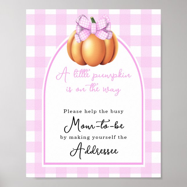 Pumpkin bow arch baby shower Mom to be addressee Poster (Front)