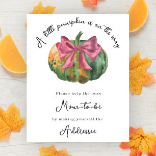 Pumpkin bow baby shower Mom to be addressee Poster
