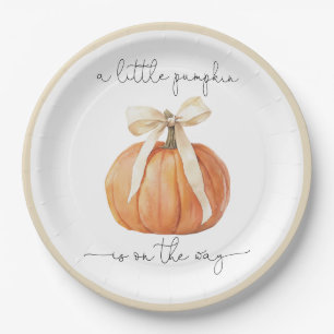 Pumpkin Bow Baby Shower Paper Plate