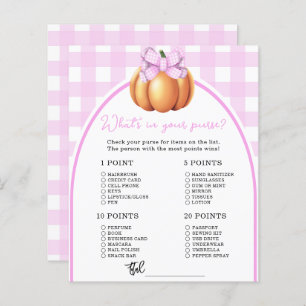 Pumpkin bow baby shower Whats in your purse game
