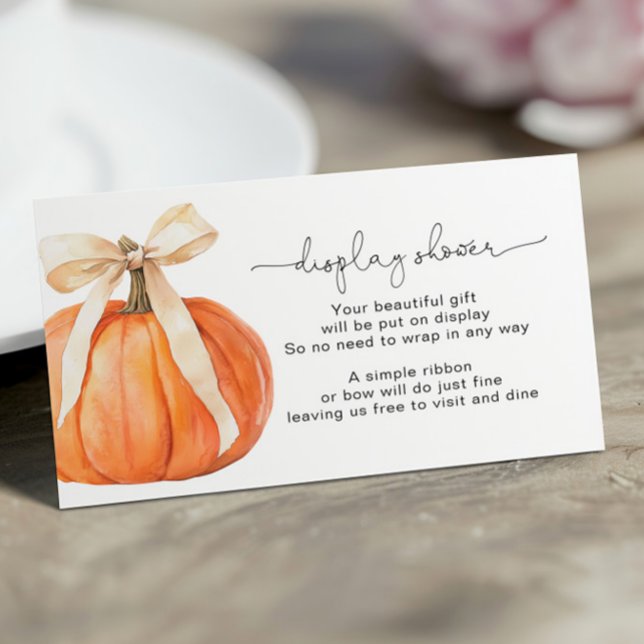 Pumpkin Bow Display Baby Shower Enclosure Card (Creator Uploaded)