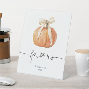 Pumpkin Bow Favors Sign   Fall Baby Shower