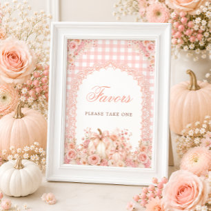 Pumpkin Bow Floral Baby Shower Favours Table Sign