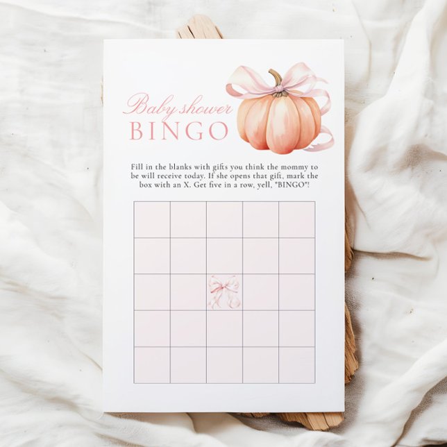 Pumpkin Bow Girl Baby Shower Gift Bingo Game (Creator Uploaded)