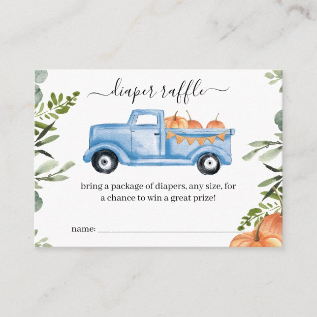 Pumpkin Boy Baby Shower Enclosure Card (Front)