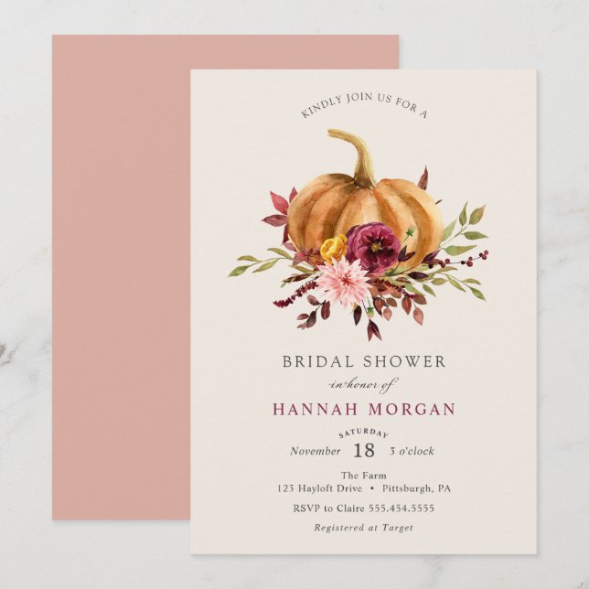 Pumpkin Bridal Shower invitation (Front/Back)