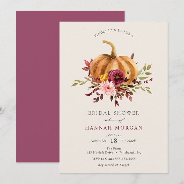 Pumpkin Bridal Shower invitation (Front/Back)