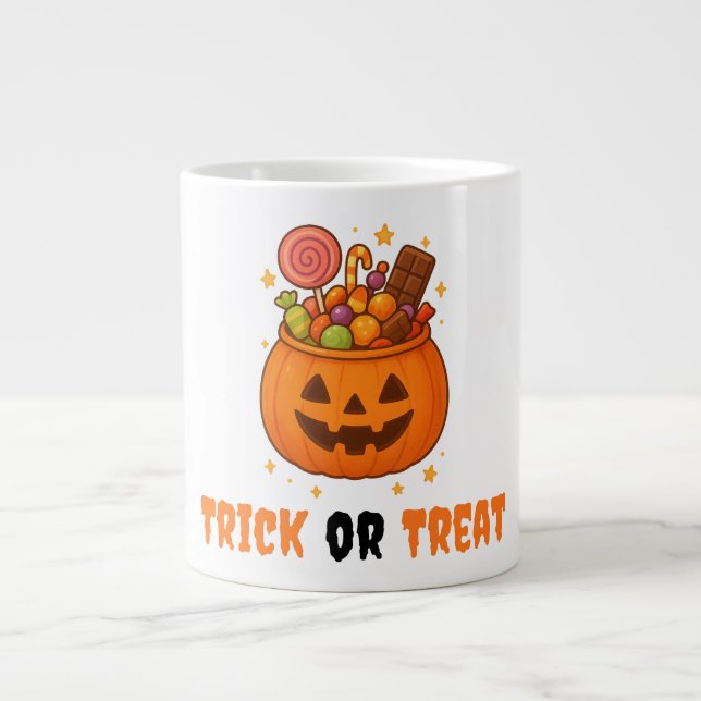 Pumpkin Bucket Full of Sweet - Halloween  Large Coffee Mug (Front)
