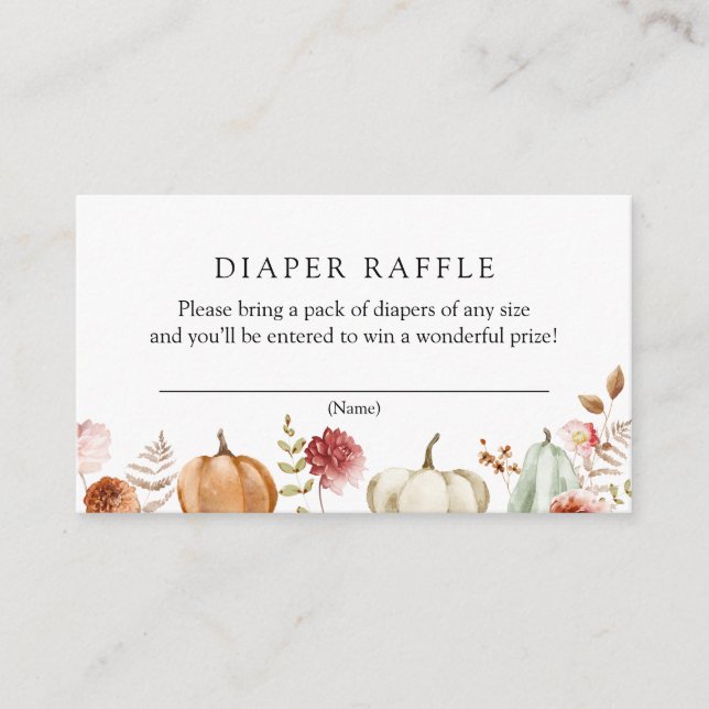 Pumpkin Burgundy Floral Diaper Raffle Enclosure Card (Front)