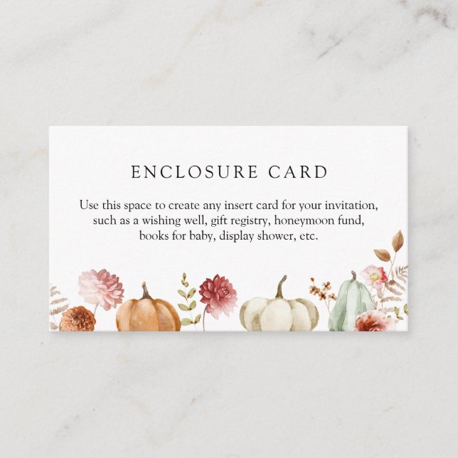 Pumpkin Burgundy Floral Shower Enclosure Card (Front)