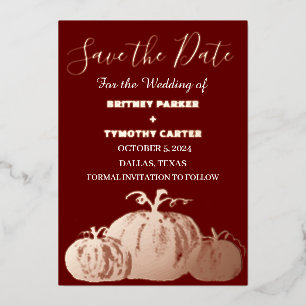 Pumpkin Burgundy Rose Gold Photo QR Code Wedding