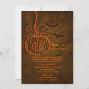 Pumpkin Cage Halloween Wedding Invitation