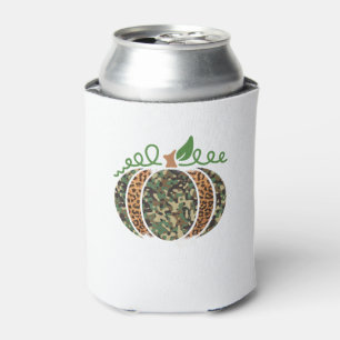 Pumpkin Camo Leopard Print Thanksgiving It's Fall Can Cooler