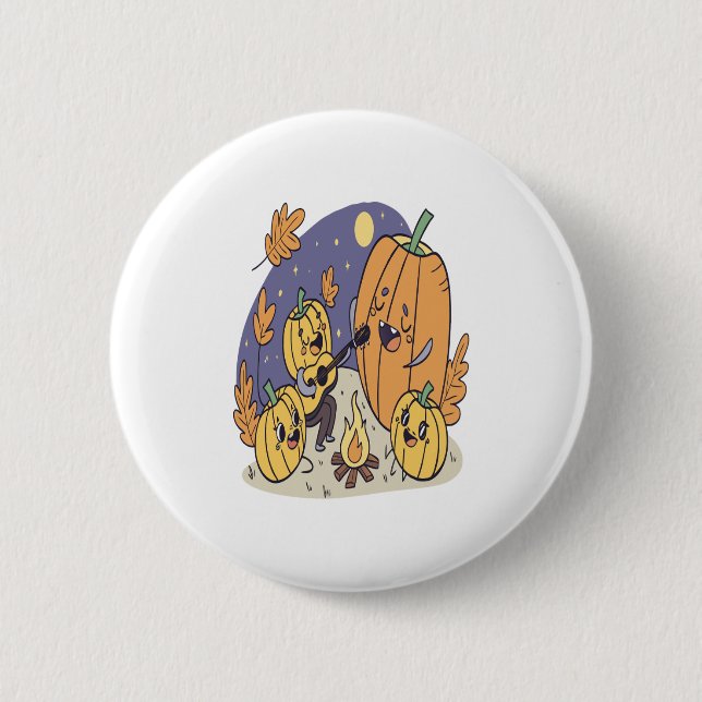 Pumpkin Campfire Serenade 2 Inch Round Button (Front)