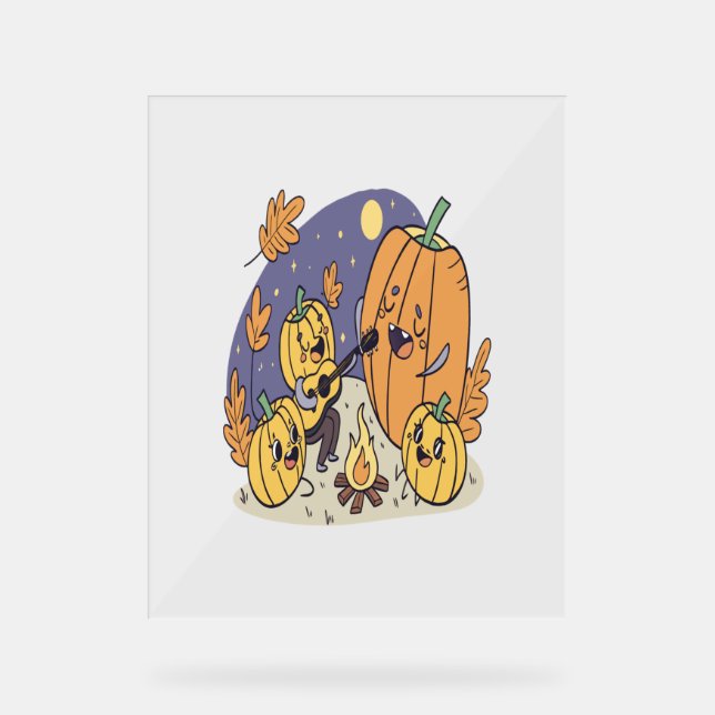 Pumpkin Campfire Serenade Acrylic Sign (Front)