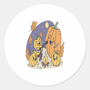 Pumpkin Campfire Serenade Classic Round Sticker