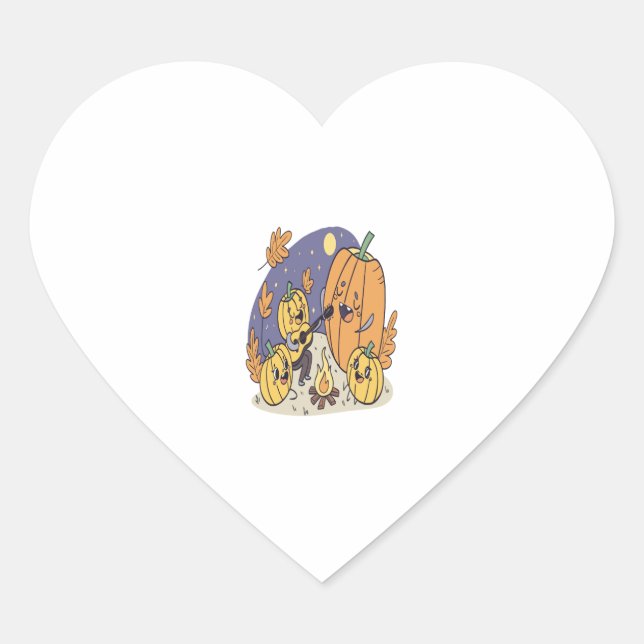 Pumpkin Campfire Serenade Heart Sticker (Front)