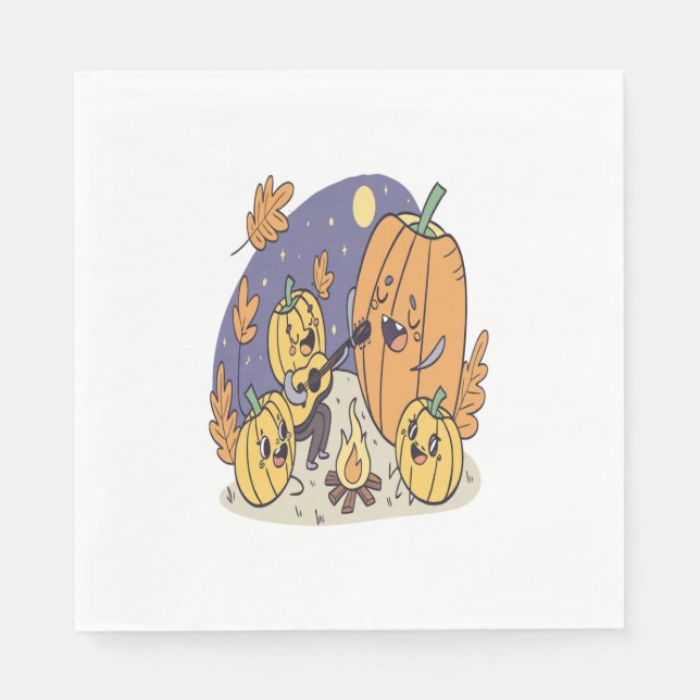 Pumpkin Campfire Serenade Napkin (Front)