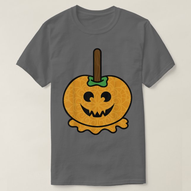Pumpkin Candy Apple Jack O Lantern Halloween  T-Shirt (Design Front)