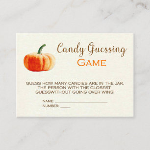 Pumpkin Candy Guessing Game Card Baby Shower Game