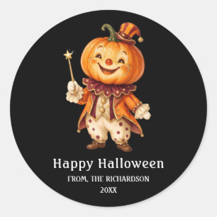 Pumpkin Carnival Clown Happy Halloween Classic Round Sticker