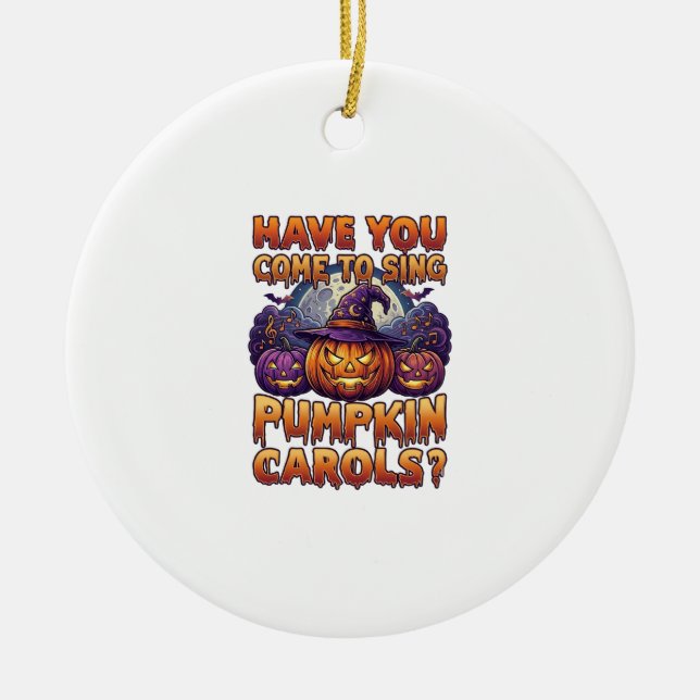 Pumpkin Carols Halloween Witch Hat Jack Lantern Ba Ceramic Ornament (Front)